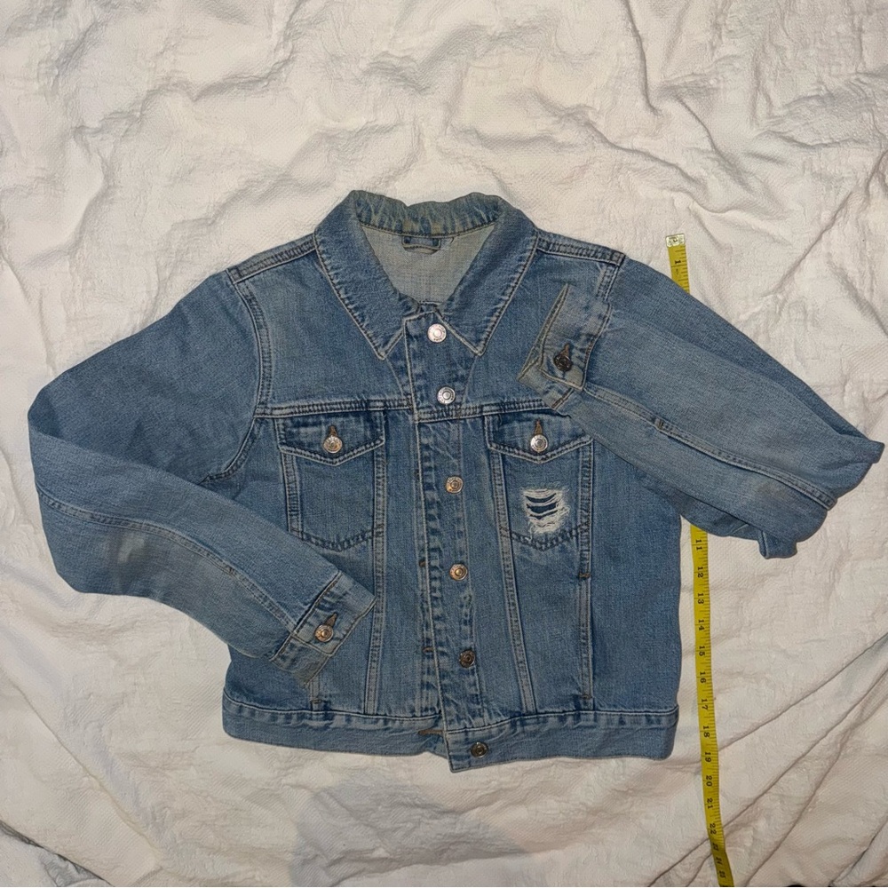 Topshop Blue Jean Denim Jacket – Medium Wash Distressed Small/Medium